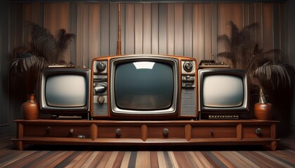 retro black and white cathode ray tube tv