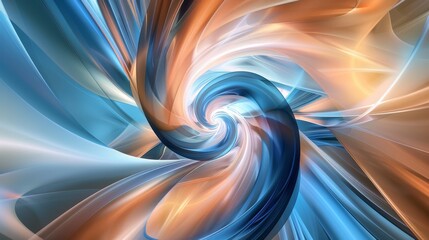 Wall Mural - Dynamic abstract art with swirling shades of blue, orange, and white in motion. Ideal for creative designs.