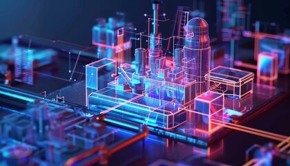 Detailed 3D illustration of mobile data monitoring, showcasing devices and data flows for analysis