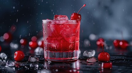 Wall Mural - cocktail with cherry