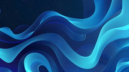 Poster - Blue Fluid Abstract Banner Template. contemporary background style. color gradient. Waves in Dynamic Motion. Composition is shaped by liquid. Appropriate for banners