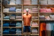 © Daria - Luxury store fashion display with colorful t shirts in modern interior design setting