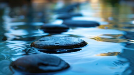 Blue water with spa stones