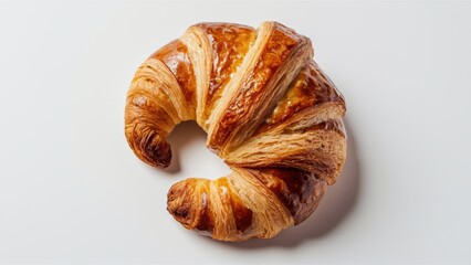 Poster - A croissant on a white surface with no other food, AI