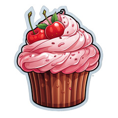 Wall Mural - Cupcake isolated, style png with White background, generative IA