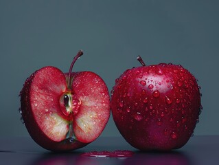 Wall Mural - red apples with water drops