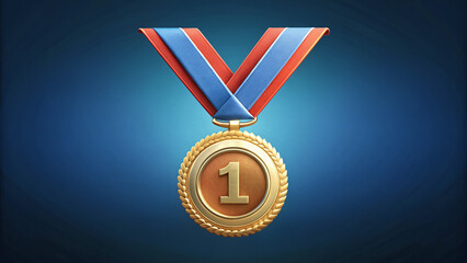 golden fist place medal with ribbon isolated illustration