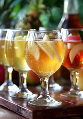 Apple Cider Cocktail Drink Glasses Close Up