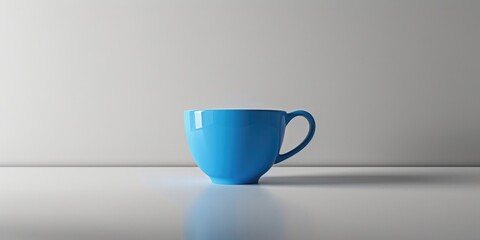 Sticker - A blue coffee cup sits on top of a table, ready for use