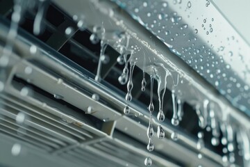 Poster - Single frame of water drops falling from a window