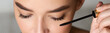 © Prostock-studio - Woman Doing Makeup, Applying Black Mascara on her Eyelashes, Closeup, Panorama
