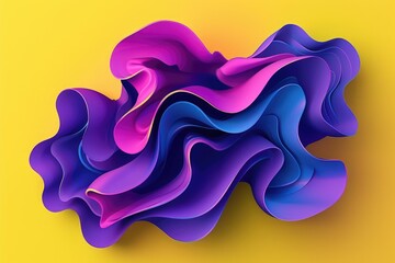 a futuristic 3d visualization of a wavy pattern in purple and blue colors