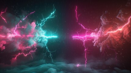 Wall Mural - a pair of lightning bolts illuminating the dark clouds, perfect for weather or nature-themed images