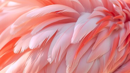 Close-up background with pastel pink flamingo feathers. Generative AI.