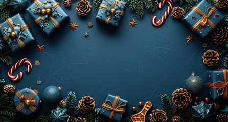 Wall Mural - Blue Christmas Decorations