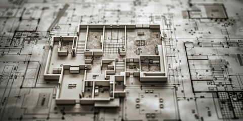 Poster - A blueprints of a house with architectural design and measurements