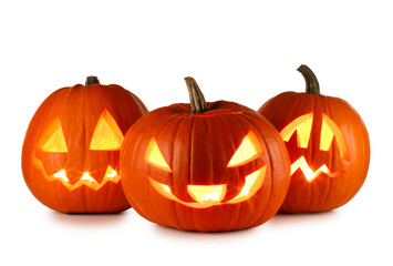 Poster - halloween pumpkins isolated on white background