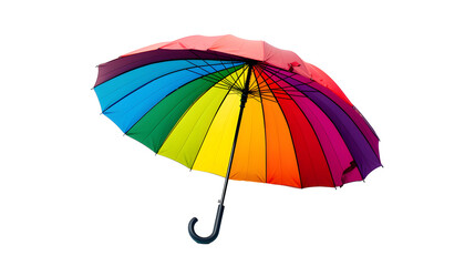 photo of a rainbow colored umbrella isolated on transparent background, lgbt flag colors