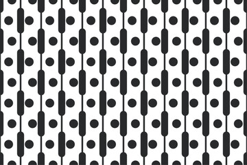 Poster - Black dots and vertical lines. Black and white repeating texture pattern.