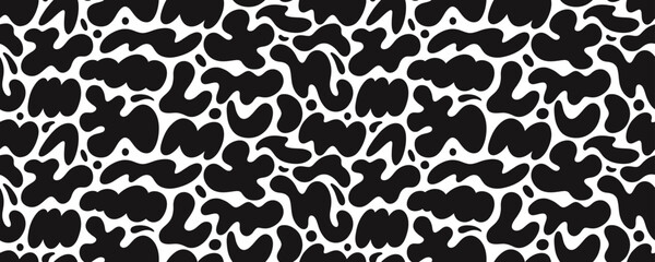 Fototapete - Seamless pattern with organic shapes and fluid forms. Groovy funky liquid shapes. Vector illustration with wavy figures. Modern contemporary figures, Irregular fluid bubbles and doodle pattern.
