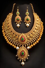 Artificial gold jwellery - neckless with stones