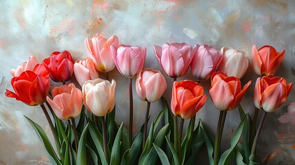 Wall Mural - Pink and Orange Tulips Bouquet