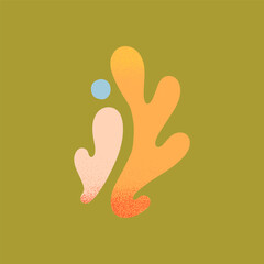Wall Mural - vector set of abstract summer nature emblem.hand drawn coral or organic form.modern graphic in naive