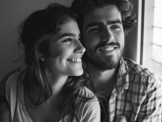 A classic portrait of a man and woman, shot in monochrome