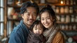 © Five Million Stock - Portrait of a Korean family with parents and their young toddler kid at happy home