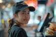 © Baba Images - Portrait of a young adult mexican female fast food worker