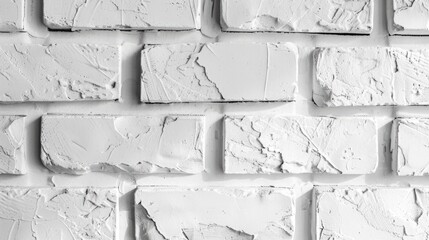 Wall Mural - Closeup of retro white brick texture with embossed background.