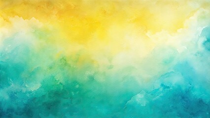 Wall Mural - Watercolor gradient background in yellow and turquoise colors, watercolor, gradient, background, yellow, turquoise, painting