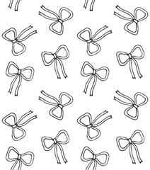 Sticker - Vector seamless pattern of hand drawn sketch doodle outline bow tie isolated on white background