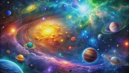 Wall Mural - vibrant depiction of the universe's colorful energy , cosmic, celestial, vibrant, colorful, energeti