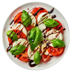 Fresh Caprese Salad with Tomatoes Mozzarella Basil PNG Transparency