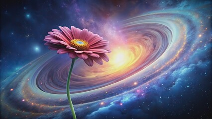 Wall Mural - flower with swirling galaxies in the center of the universe, flower,swirling, galaxies, universe, my