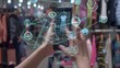 © thanarak - Augmented Reality Shopping Experience with Mesh Line Interface Icons on Smartphone