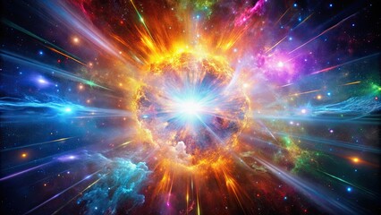Wall Mural - colorful cosmic collisions creating vibrant explosions of light and energy, cosmic, abstract, partic
