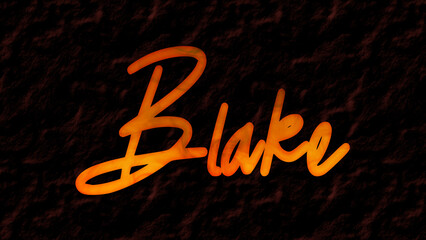 #D fire text effect of name Blake on dark background. 