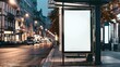 © Gambar Upi - Blank advertising poster mockup template on an empty bus stop by the road