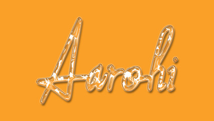 Wall Mural - 3D Thick Transparent Liquid text effect of name Aarohi on Yellow Background. 