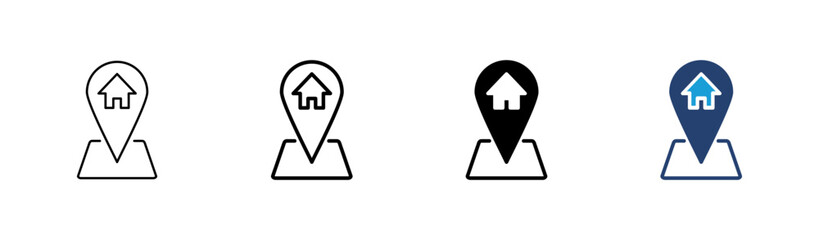 Sticker - Address icon set. home location icon vector