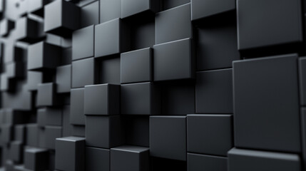 Wall Mural - abstract black background with multidimensional cubes wall, black cubes business background