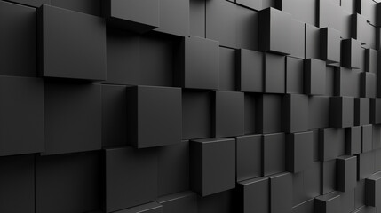 Wall Mural - abstract black background with multidimensional cubes wall, black cubes business background 