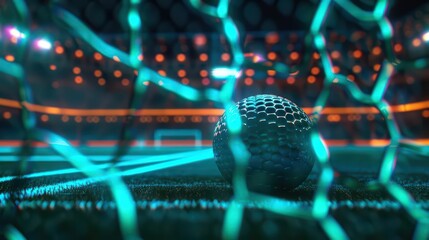 Wall Mural - a striking banner showcasing a set piece play in a futuristic soccer match, featuring an ultramodern