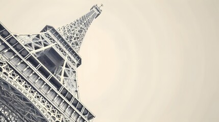 Wall Mural - A vintageinspired illustration of the Eiffel Tower against a textured background