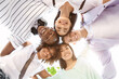 © Prostock-studio - Youth And Friendship Concept. Group Of Happy International Teenagers Standing In Circle And Taking Selfie Outdoors, Looking Down At Camera