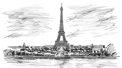 Wall Mural - A vintageinspired illustration of the Eiffel Tower against a textured background