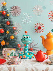 Wall Mural - funny new year poster with 2025 year of snake symbol