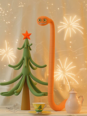 Wall Mural - funny new year poster with 2025 year of snake symbol